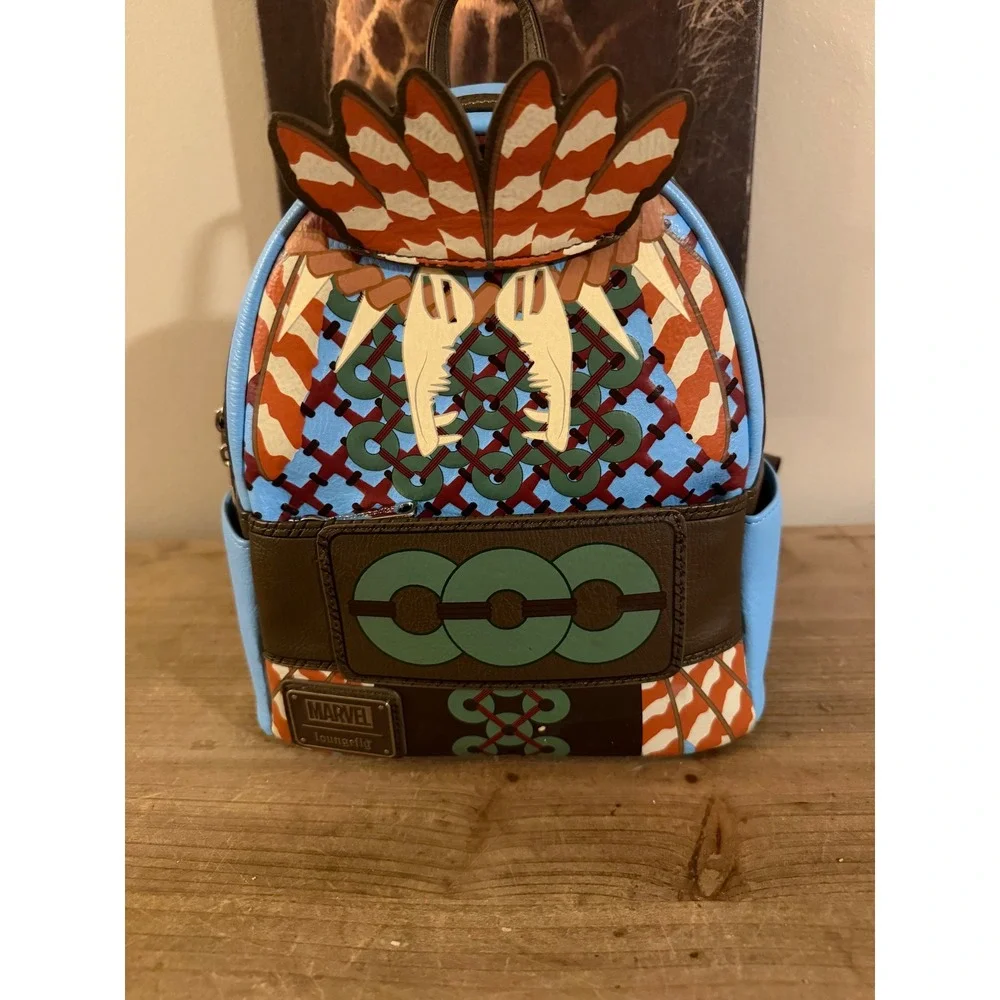 Loungefly Marvel‎ Black Panther Wakanda Forever Aneka Mini Backpack Blue Brown